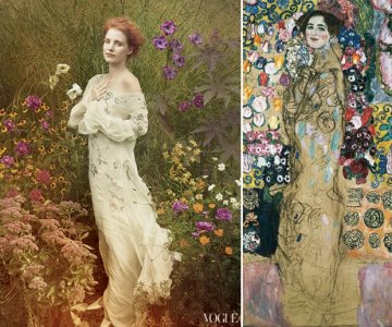 Снимка: Ани Лейбовиц за Vogue и портрет на Густав Климпт от 1918 г.