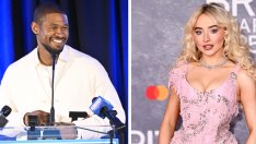 Ъшър се извини на бащата на Сабрина Карпентър за неприличен жест към певицата