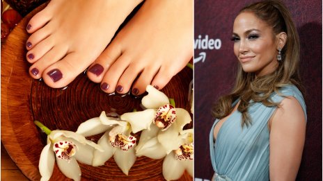 Празничен педикюр  – Джей Ло с идея в кафяво