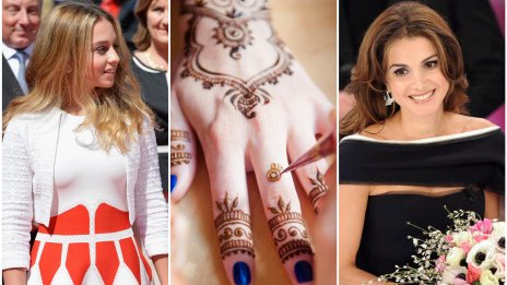 Принцеса Иман с булчинския колан на майка си, кралица Рания, за къна парти