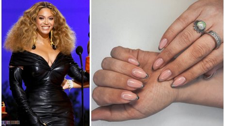 Френски маникюр за Коледа – Бионсе със стилна идея в сиво