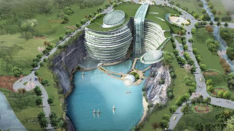 Луксозен хотел в Шанхай изникна в дебрите на каменна кариера