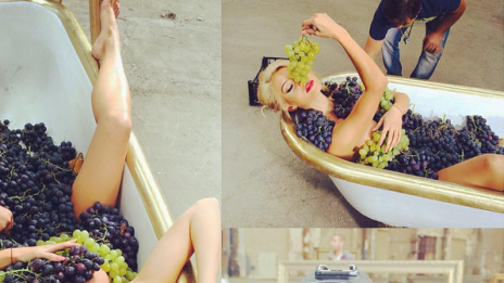 Елена Кучкова легна във вана с грозде