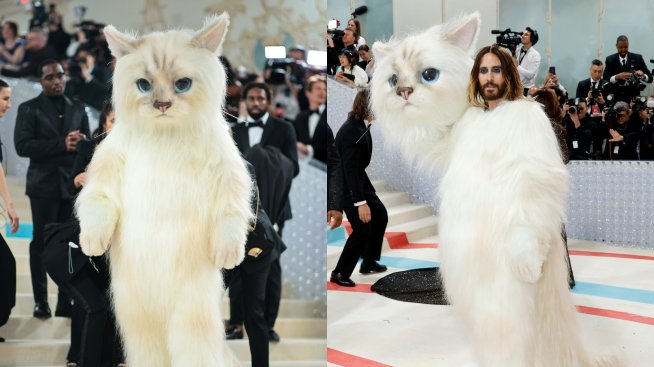 Кой как дойде на Met Gala: Джаред Лето облече костюм на котка в чест на Карл Лагерфелд