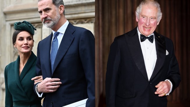 Принц Чарлз в обятията на кралица Летисия 