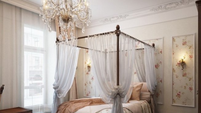 Романтика в спалнята с легло с балдахин