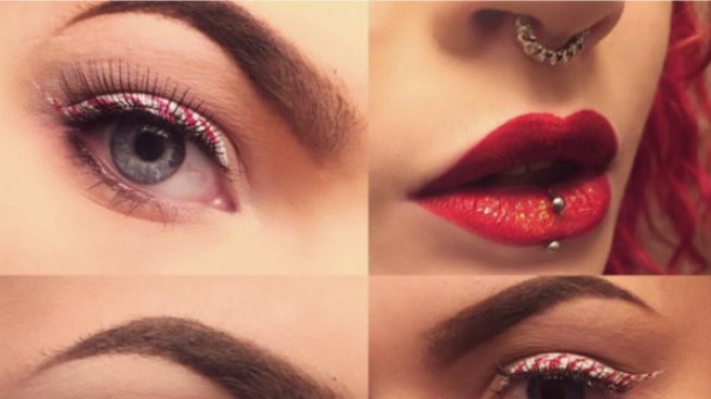 Коледен грим: Очна линия като бонбон