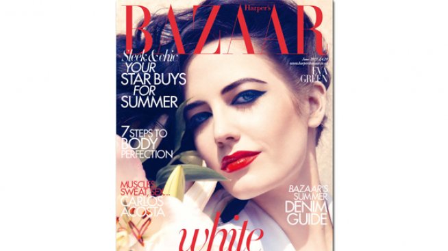 Ева Грийн. Бяла жега. Harper's Bazaar