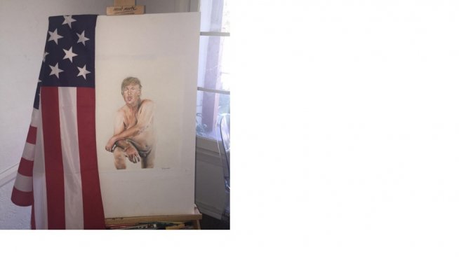 Голото тяло на Доналд Тръмп лъсна в картина