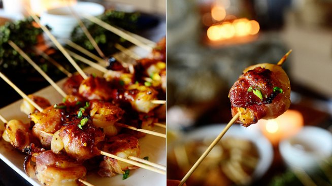 Апетитни шишчета с бекон и ананас