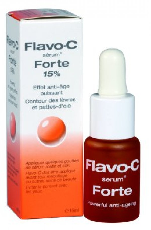Flavo-C Forte: серум с мощен anti-ageing ефектПродуктът е предназначен специално за третиране на бръчки в областта на челото, бръчки „пачи