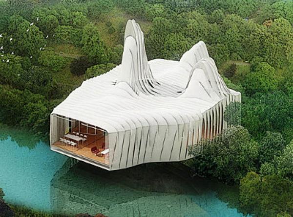Bird Island HouseНамираща се на Птичия остров - проект за градско обновяване, който се разработва в Куала Лумпур. Изработена е от бамбук и обвита