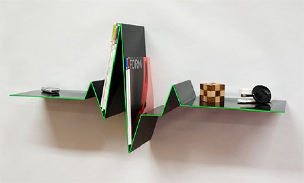 Любопитен рафт, имитиращ линията на пулса - Pulseline Bookshelf