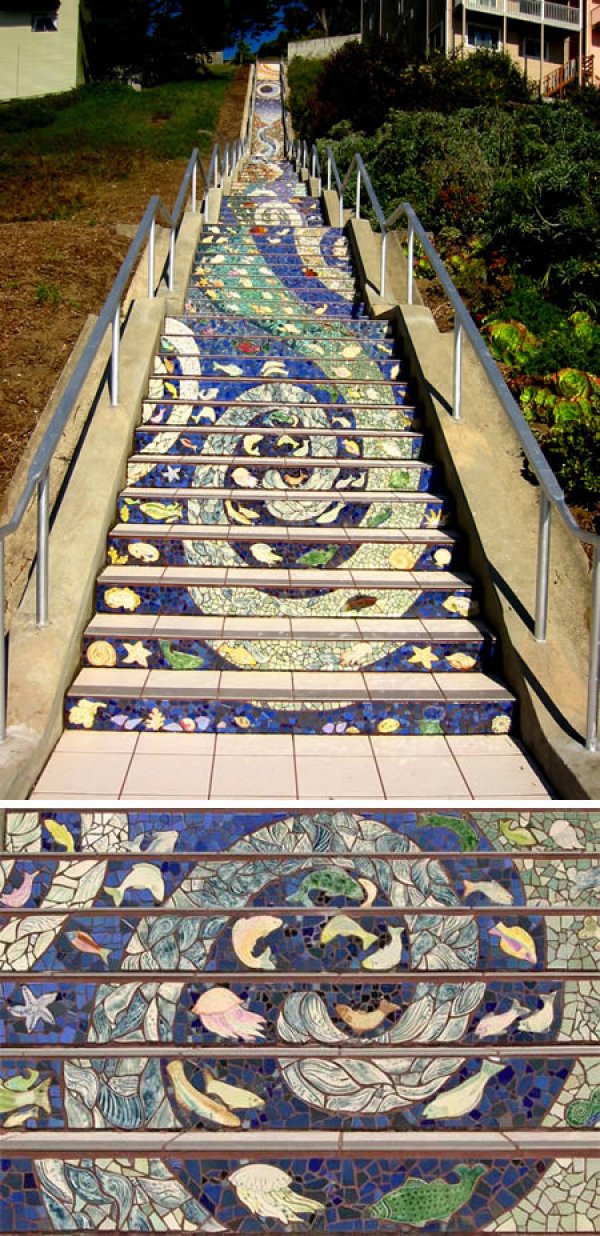 Tiled Steps в Сан Франциско, или най-дългите стълби, изцяло покрити с малки мозаечни плочки. Дело е на съвместна работа между ирландски керамик и американска художничка&nbsp;