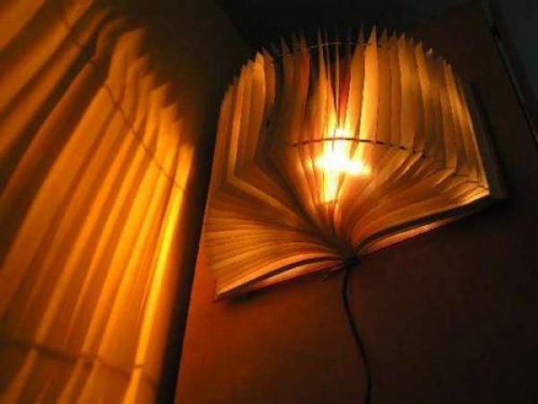 Recycled Book Lampshade: много подходяща за библиотеката или бюрото. Книгата наистина е светлина в живота