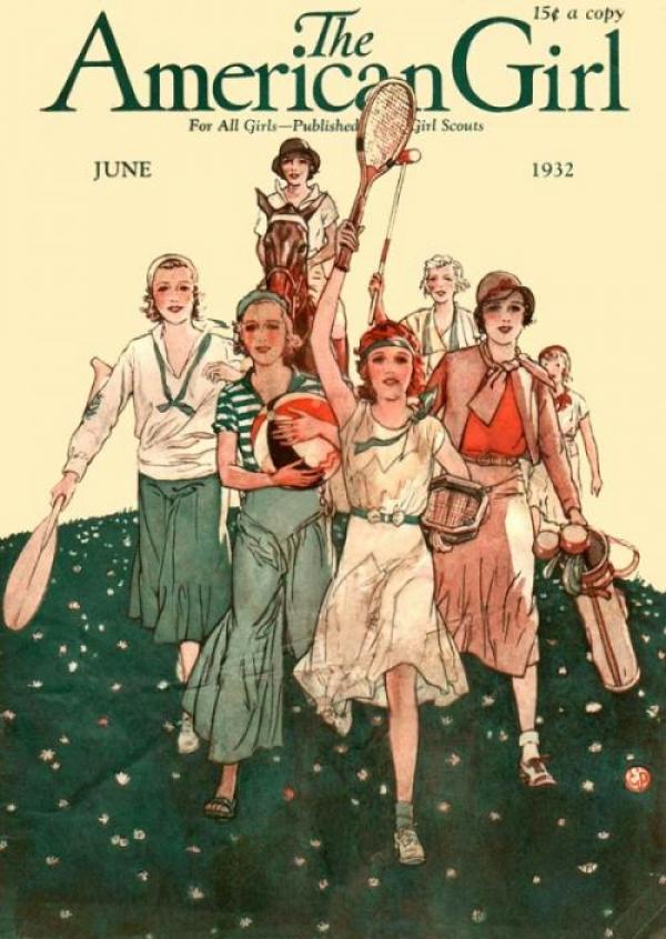 Кажете, не обожавате ли винтидж кориците? Ето тази е на  American Girl от 1932 година и илюстрира вариациите на спортното момиче.