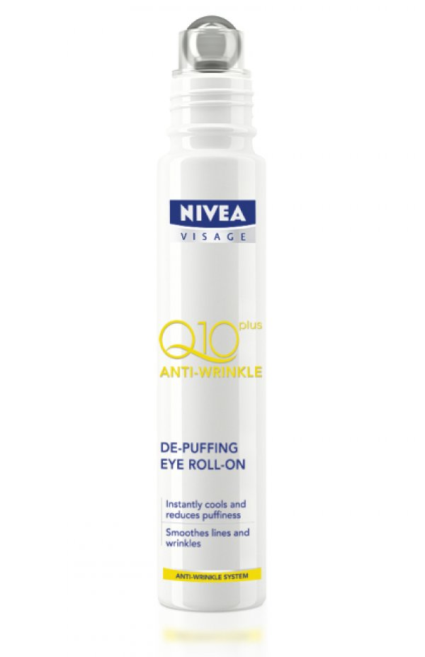 Nivea Q10 Anti-Wrinkle De-Puffing Eye Roll-onМасажният ролер на околоочния Ролон освежава зоната около очите и стимулира микроциркулацията, а благодарение на естествения за кожата мощен коензим Q10 се намалява появата на малки бръчки ок