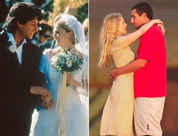 Дрю Баромор и Адам Сандлър; Те са се снимали в три филма заедно - "The Wedding Singer", "50 първи срещи" и "Заедно по принуда"; Снимки: outnow.ch  