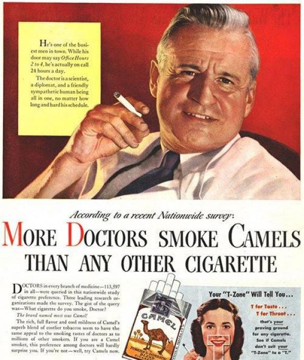 Повече доктори пушат Camels от които и да е други цигари! Снимка: VintageAds