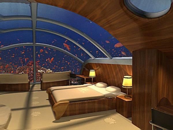 Снимка: poseidonresorts.comПодводната стая в комплекс „Poseidon“ (Undersea Resort Nautilus Suite)