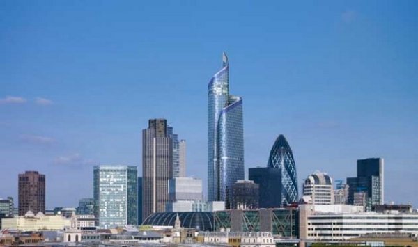 Снимка: theworldroamer.comThe Pinnacle (Bishopsgate Tower)Това е 288-метрова, 64-етажна сграда, която е проектирана от екипа на Кон Педерсен Фокс. Тя се намира в "сърцето" на Лондон, а аеродинамичната ѝ фасада е направена от два стъклени пласта, един от външната страна (предпазва структурата от вятър) и един откъм интериора (като хидро- и топлоизолация). За съжаление, въпреки че строителството ѝ е започнало през 2008 година,  финансовата криза е засегнала сериозно завършването ѝ, така че не е ясно кога тя ще бъде напълно готова.