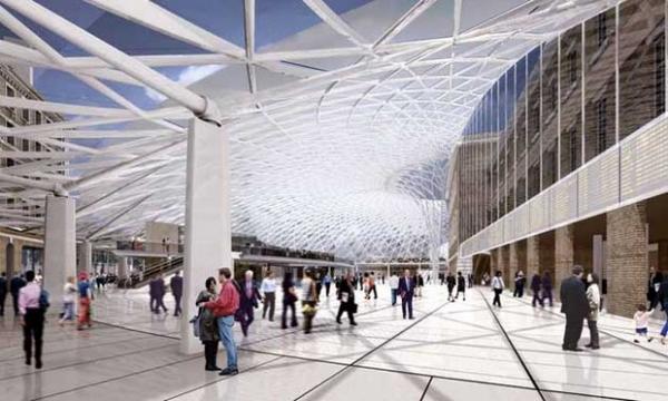 Снимка: theworldroamer.comKing’s Cross Station Това определено е най-модерната гара в Лондон. Освен това е  един от най-амбициозните и скъпи проекти в града. Гарата е проектирана от Джон Макаслан, който е съчетал оригиналната  ѝ викторианска фасада с модерен атриум, отличаващ се с извит полупрозрачен покрив.