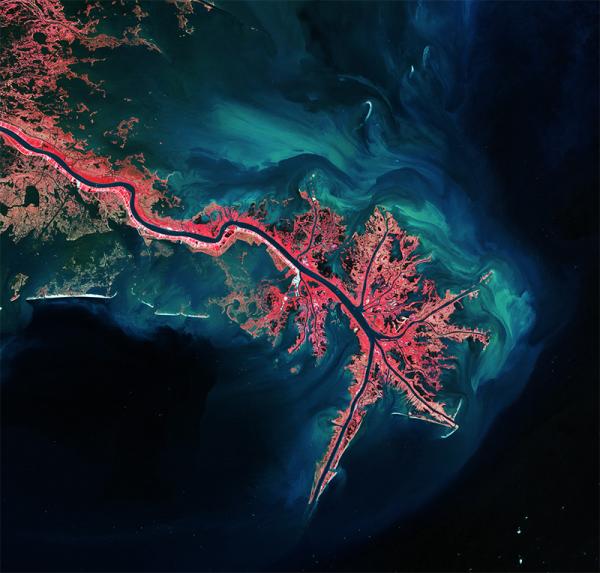 Делтата на река Мисисипи – 25 май 2012 Снимка: esa.int/ESA