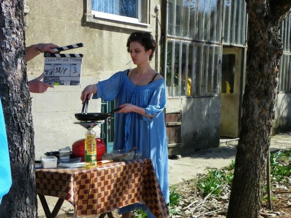 По време на снимките на "Събирач на трупове". Снимка: Личен архив
