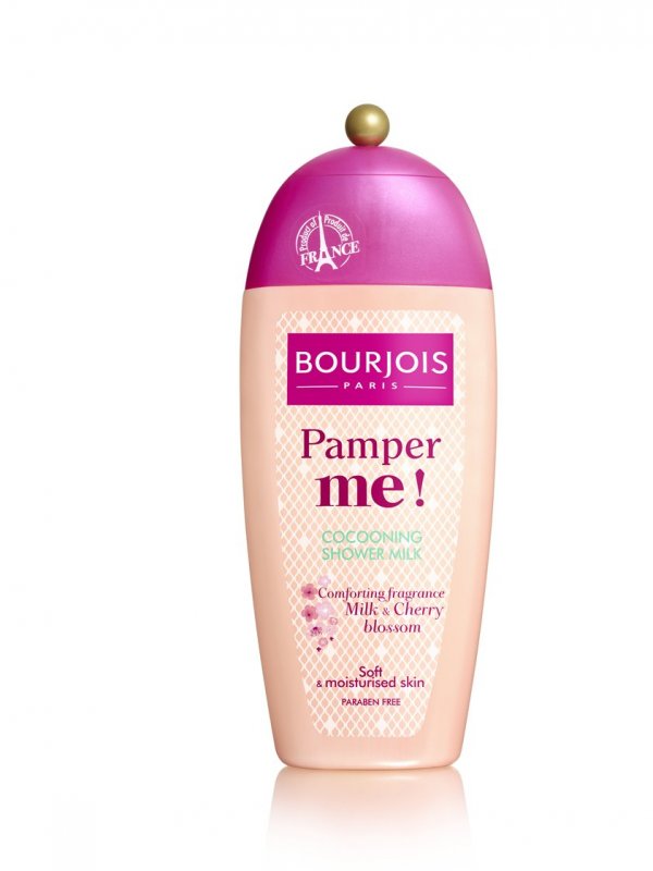 Душ-гел с черешов аромат за копринено мека кожа Pamper Me! (Bourjois, 4.75 лв.) 