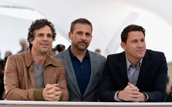 Звездите на драмата "Foxcatcher" Стив Карел, Чанинг Тейтъм и Марк Ръфало; Снимка: Getty Images
