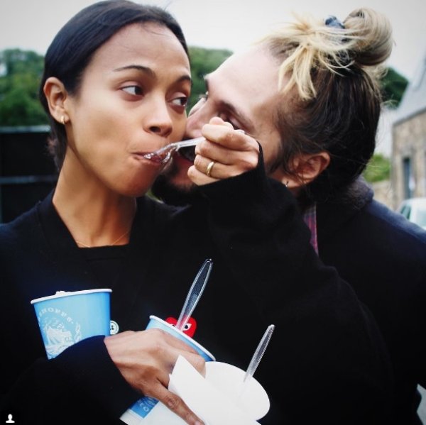 Зое Салдана и мъжът ѝ Марко Перего; Снимка: Instagram 