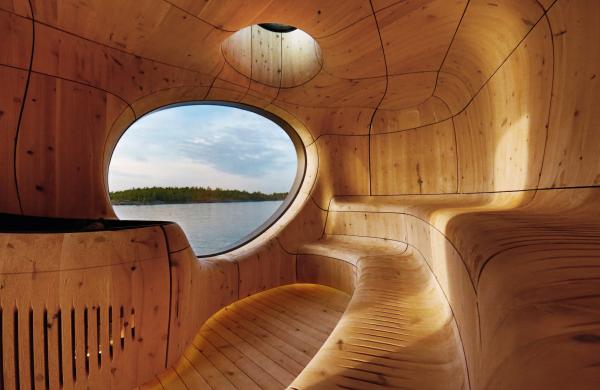 Тзи сауна се намира в Онтарио, Канада; Снимка: architecturaldigest.com