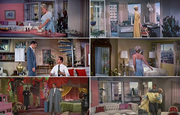 Снимка:  аpartmenttherapy.com Pillow Talk (1959) Номиниран с награда "Оскар" за интериорите и декорацията, именно те могат да отвлекат вниманието от не толкова фините намеци в диалозите, синоним в днешно време на "секс комедия" от началото на шейсетте. Годината е 1959 – филмовата  цензура започва да се разхлабва, а „доброто момиче” Дорис Дей е на път да се превърне в модерната героиня за всяко момиче.