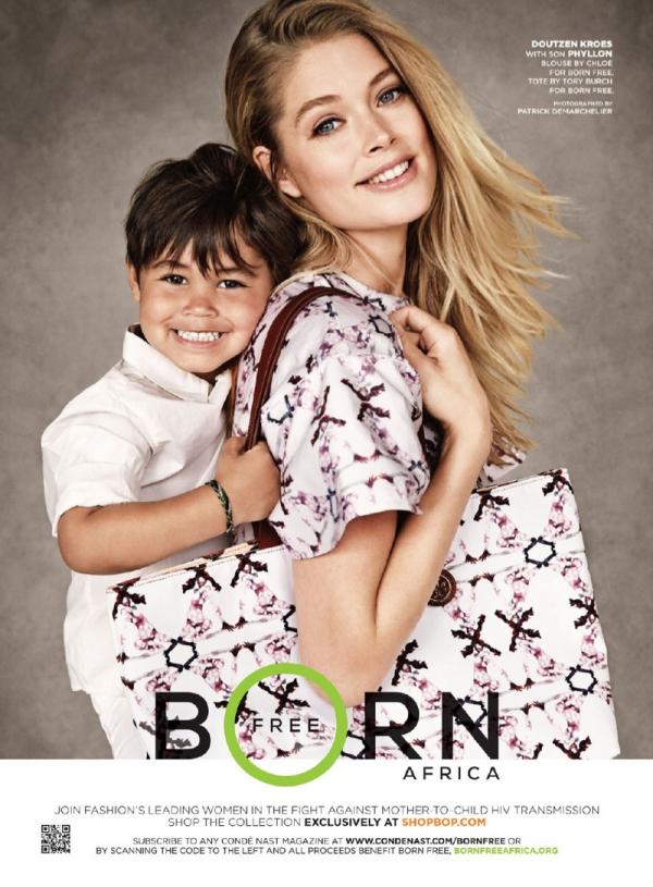 Дауцен Крос със сина си Филън.Снимка: Born Free Africa Campaign