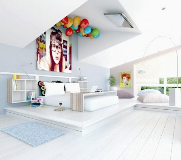 Снимка: http://www.home-designing.comТози дизайн е в стил „партито никога не спира”. Дори и когато си легнете и погледнете към тавана, балоните ще поддържат празничното ви настроение.