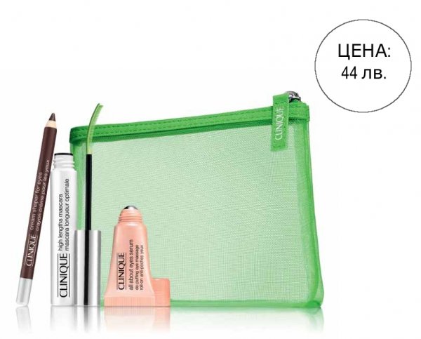 High Lengths Mascara: ЦЕНА: 44 лв. **СТОЙНОСТ НА ПРОДУКТИТЕ: 100 лв.СЪДЪРЖАНИЕ:High Lenghts Mascara 7 mlCream Shaper for Eyes 1.1 gAll About Eyes Serum 5 ml