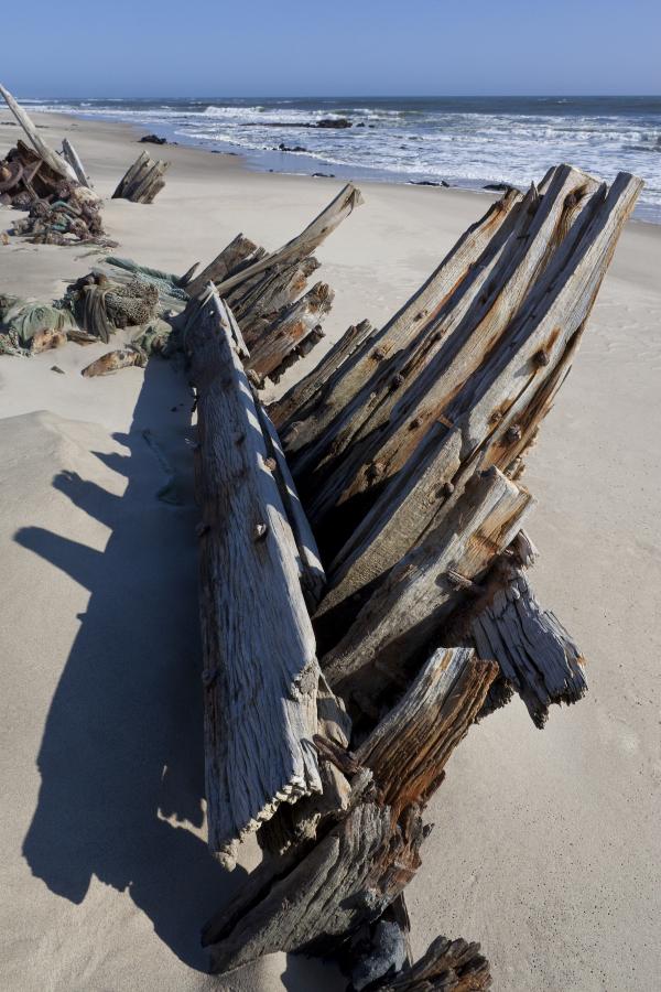 Снимка: DreamstimeThe Skeleton Coast (Брегът на скелетите), НамибияРъждясали и извити като кокти корпусни скелети на кораби, древни и по-скорошни, са разпилени по тази брегова ивица, наричана от намибийските бушмени „Земята, която Господ направил в изблик на гняв”. Много са зарити под дюните на времето и само отделни останки стърчат зловещо, а други са изцяло потънали в пясъчните си гробове. Океанските ветрове и течения, мъгли и скали са причинили гибелта на хилядите мореплавателни съдове, лежащи тук, а и на множество китове, чиито кости се белеят с остри върхове сред тази пустош, давайки ѝ това страховито име.Безброй корабокрушенци са срещнали смъртта си тук: ако са имали „късмета” да избегнат удавянето и да достигнат този бряг, те са били посрещани от безплодната солена пустиня, простираща се на хиляди километри, без шанс за намиране на каквато и да било прехрана или вода. В крайна сметка, не след дълго, кончината им настъпвала от обезводняване и прегряване.Въпреки, че местността е малко по-достъпна в днешни дни, тя все още е твърде отдалечена и сурова и пази зловещата си слава, а корабите правят значителни отклонения в маршрутите си само и само да са максимално далеч в открито море, докато плават покрай тези земи.