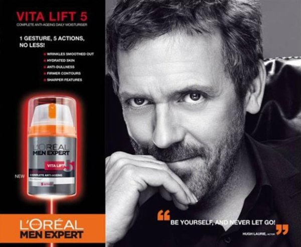 Хю Лори за L'Oreal Vita Lift 5; Снимка: L’Oreal
