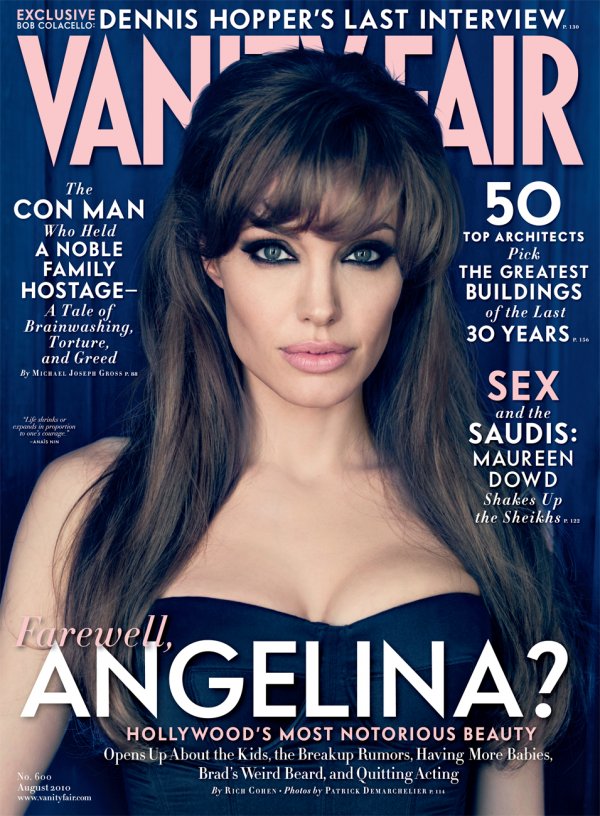 Анджелина през 2010 г.; Снимка: сп. Vanity Fair