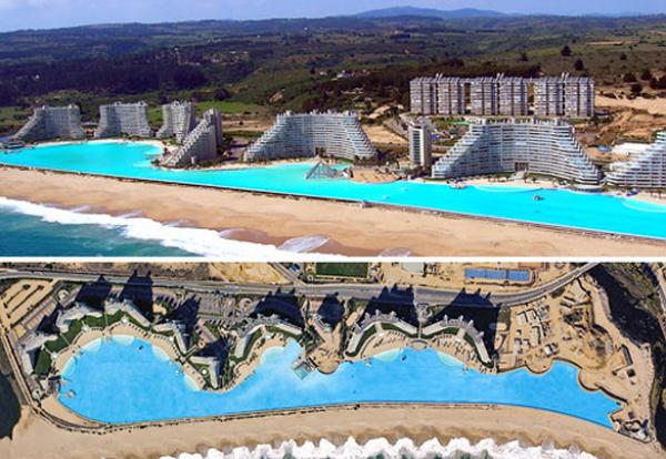 San Alfonso del Mar, ЧилиТова е най-големият басейн в света и тук може спокойно да се отдадете на всякакви водни спортове и атракции. Място - колкото ви душа иска.Снимка: bootsnall.com