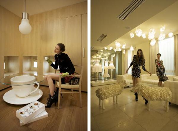 Снимка: travel.yahoo.com; Maison MoschinoСтаята на Алиса в хотел „Мезон Мошино“ (Maison Moschino's Alice Room)