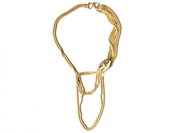 Абстрактна огърлица-змия от злато Alexis Bittar.