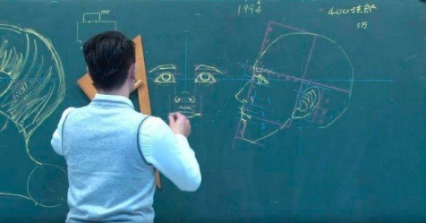 Този китайски учител по биология обяснява анатомията. А може би той трябва да стане професионален художник! Снимка: happyfacts