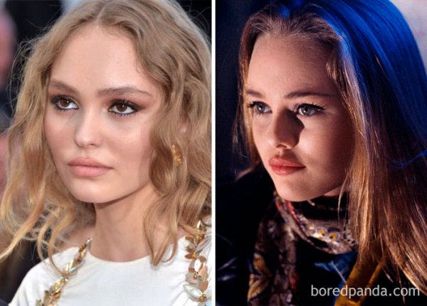 Лили-Роуз Мелоди Деп и Ванеса Паради на 18 години. Снимка: BoredPanda