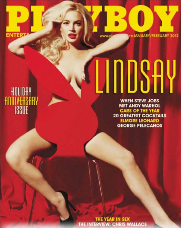 Снимка; PlayboyЛиндзи Лоън беше звезда на корицата на Playboy в броя януари/февруари 2012
