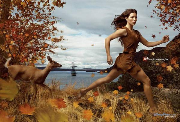 Джесика Бийл като Покахонтас Снимка: Disney/Annie Leibovitz